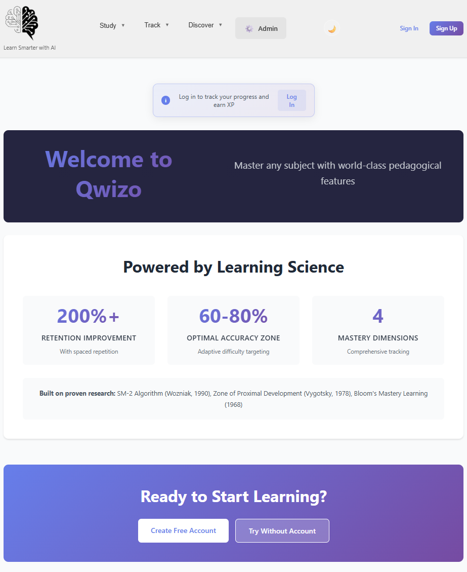 Qwizo - AI-drevet læringsplattform